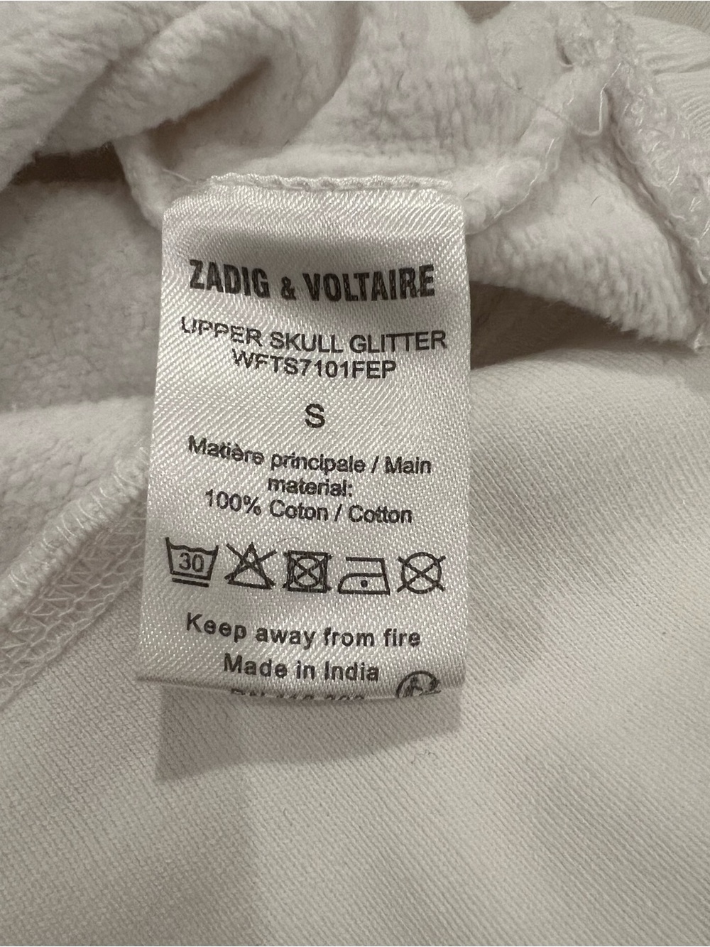 Zadig & Voltaire Upper Skull Sweatshirt | White- Gold -Silver | SZ S | Like New - Picture 9 of 9
